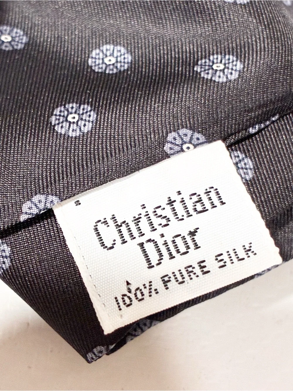 Christian Dior Unisex Black Grey Micro Floral Pure Silk Scarf